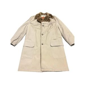 Vintage woolrich mens faux fur lined trench‎ coat canvas mens size 42 long
